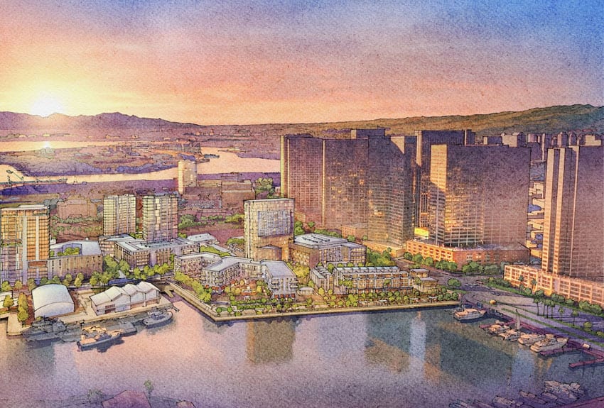 Conceptual Drawing - Aerial View sunset