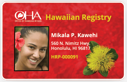 Hawaiian Registry Card