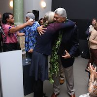 Photo: Kamanaʻopono Crabbe with Native Hawaiian cultural practitioners